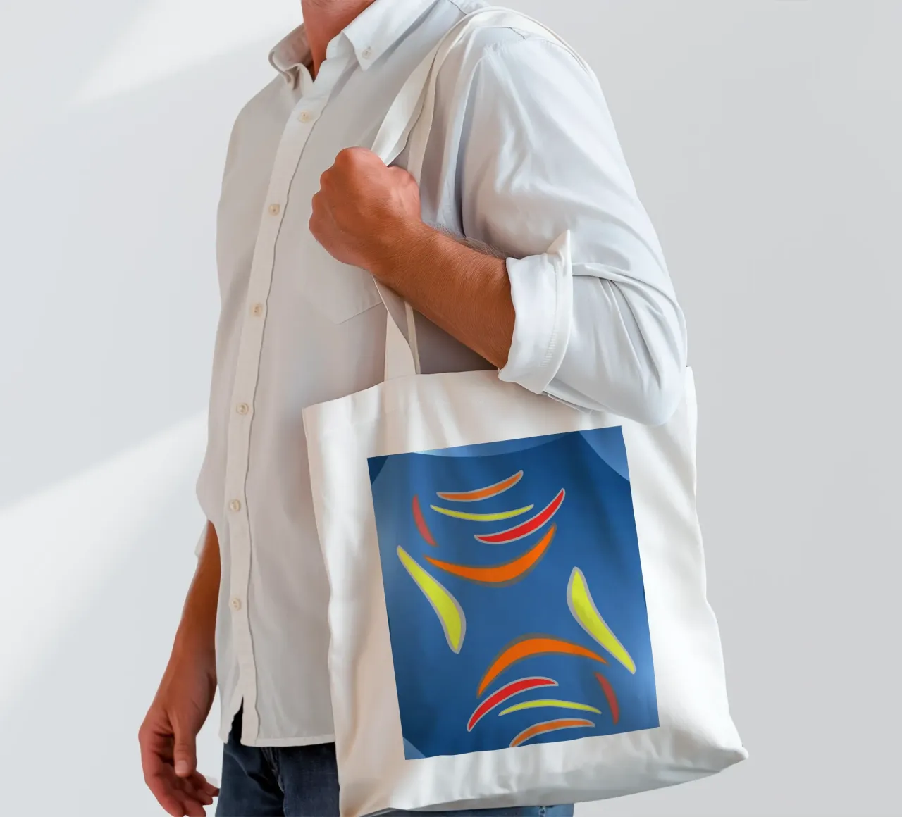 Abstract geometric fractal wavy pattern tote bag by Something for you
