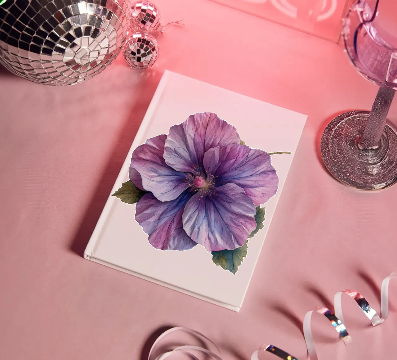 Hollyhock Flower 3 notebook by Bold Blooms