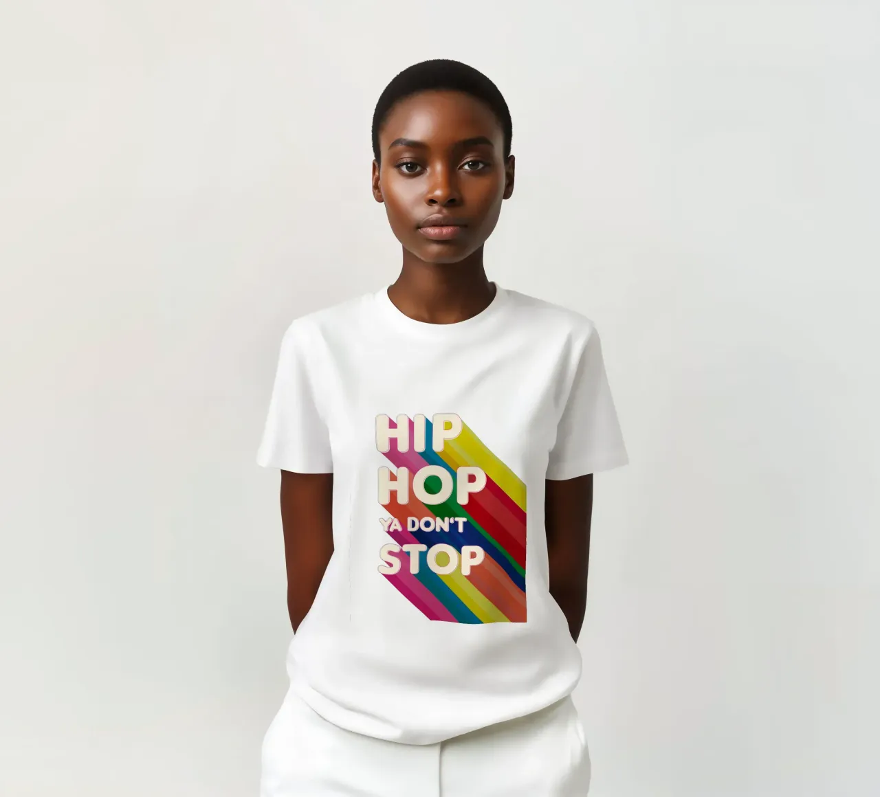 Hip Hop Ya Don’t Stop Retro Rainbow Typography Art t-shirt da showmemars