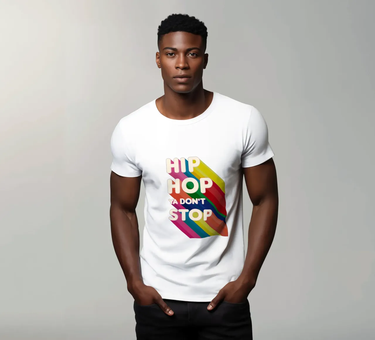 Hip Hop Ya Don’t Stop Retro Rainbow Typography Art t-shirt da showmemars