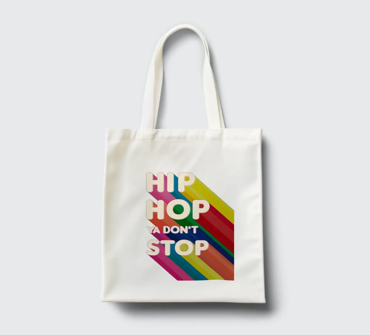 Hip Hop Ya Don’t Stop Retro Rainbow Typography Art borsa in juta da showmemars