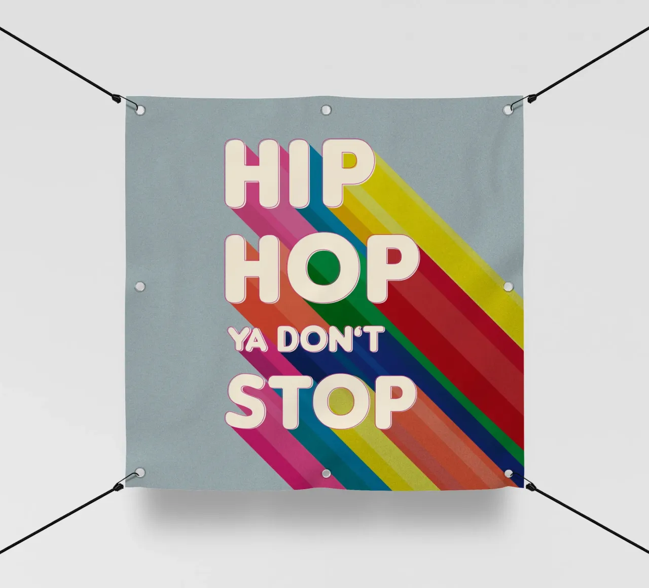 Hip Hop Ya Don’t Stop Retro Rainbow Typography Art telo in pvc da showmemars