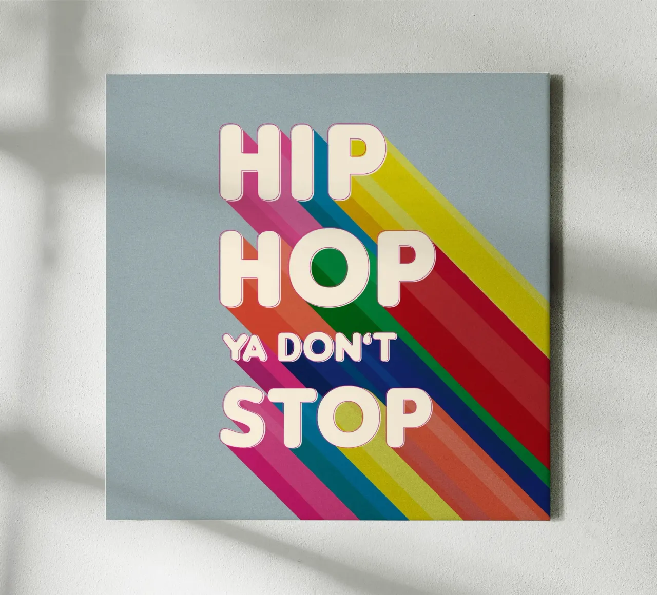 Hip Hop Ya Don’t Stop Retro Rainbow Typography Art tela con Cornice a cassetta da showmemars