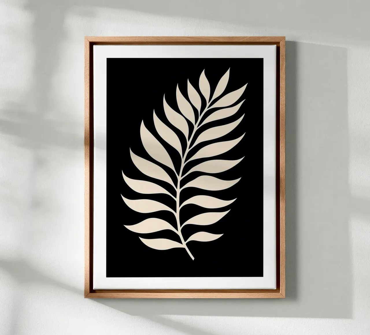 Abstract blad op zwarte achtergrond canvas met Baklijst van DWA