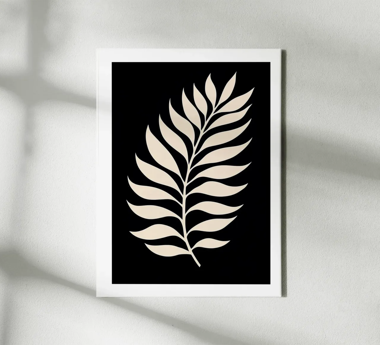 Abstract blad op zwarte achtergrond canvas met Baklijst van DWA