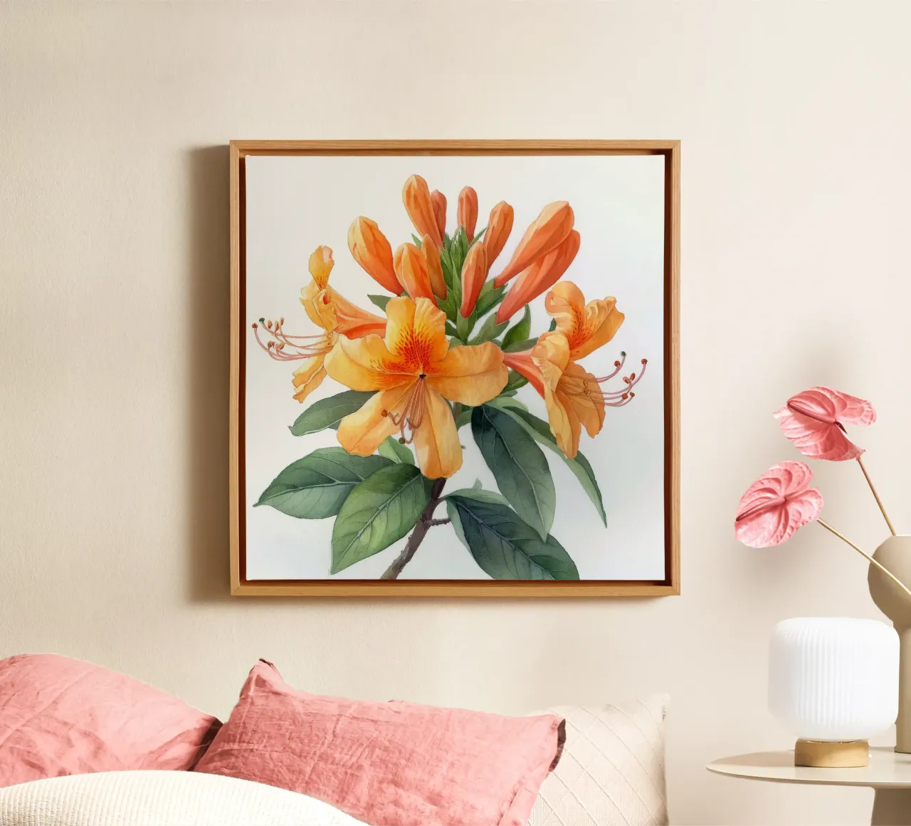 Fiore di caprifoglio 1 tela con Cornice a cassetta da Bold Blooms
