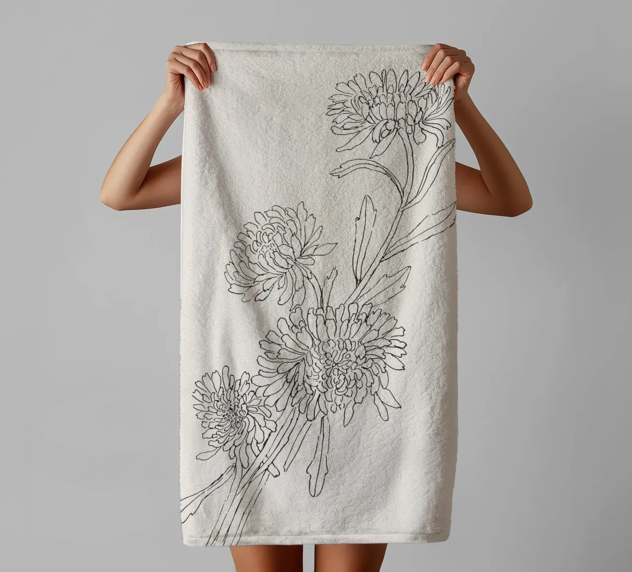 Chrysanths Sketch no. 2 asciugamano da bagno da apoloprints
