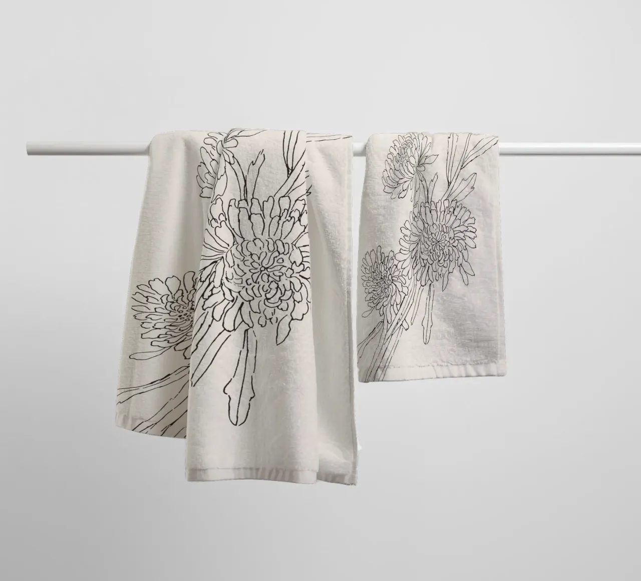 Chrysanths Sketch no. 2 asciugamano da bagno da apoloprints