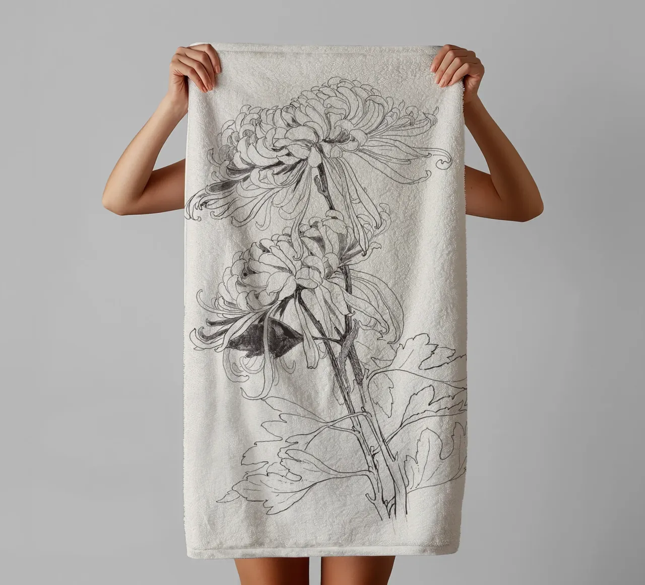 Chrysanths Sketch no. 1 asciugamano da bagno da apoloprints