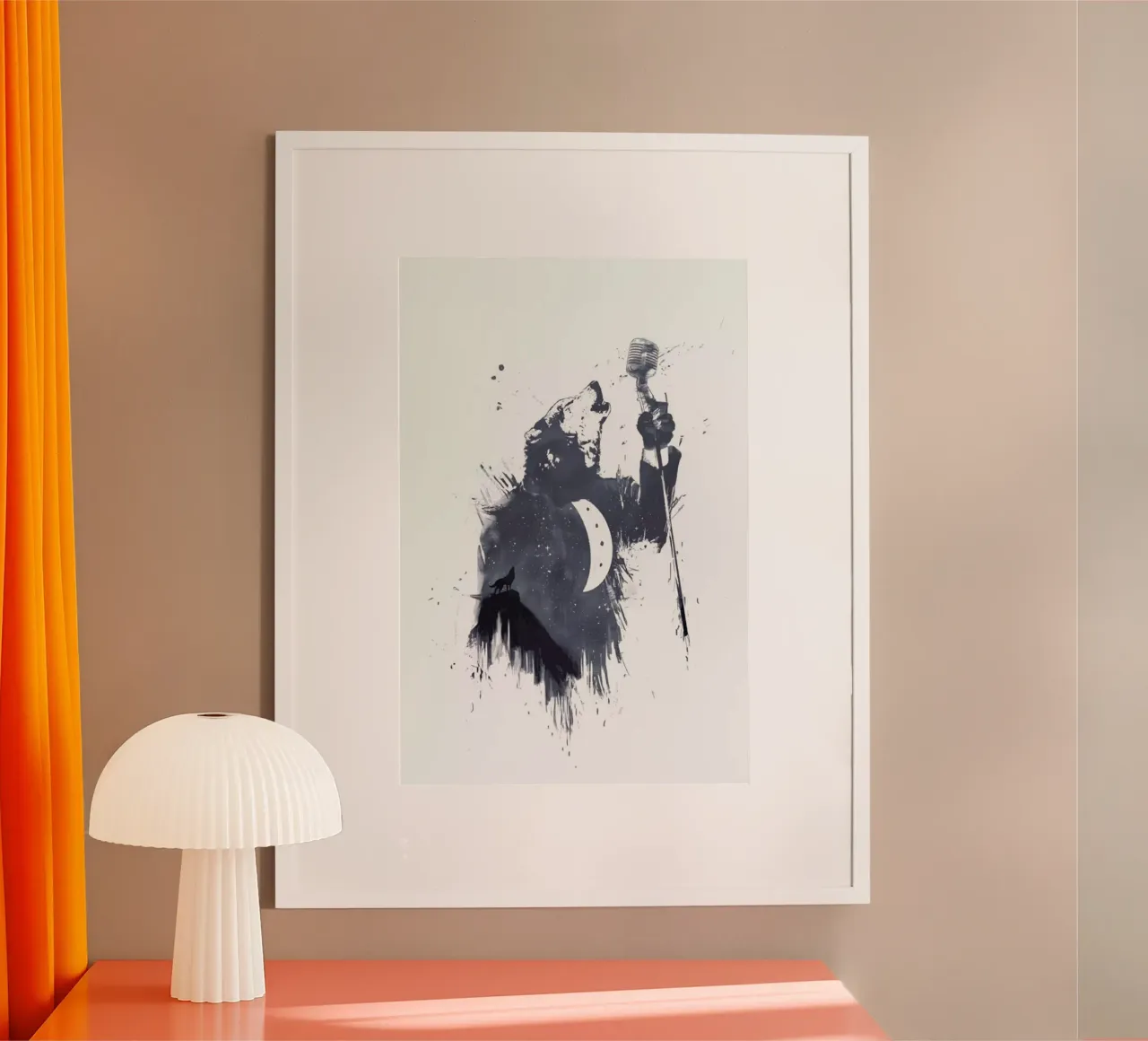 Wolf Song poster con telaio in legno da Balazs Solti