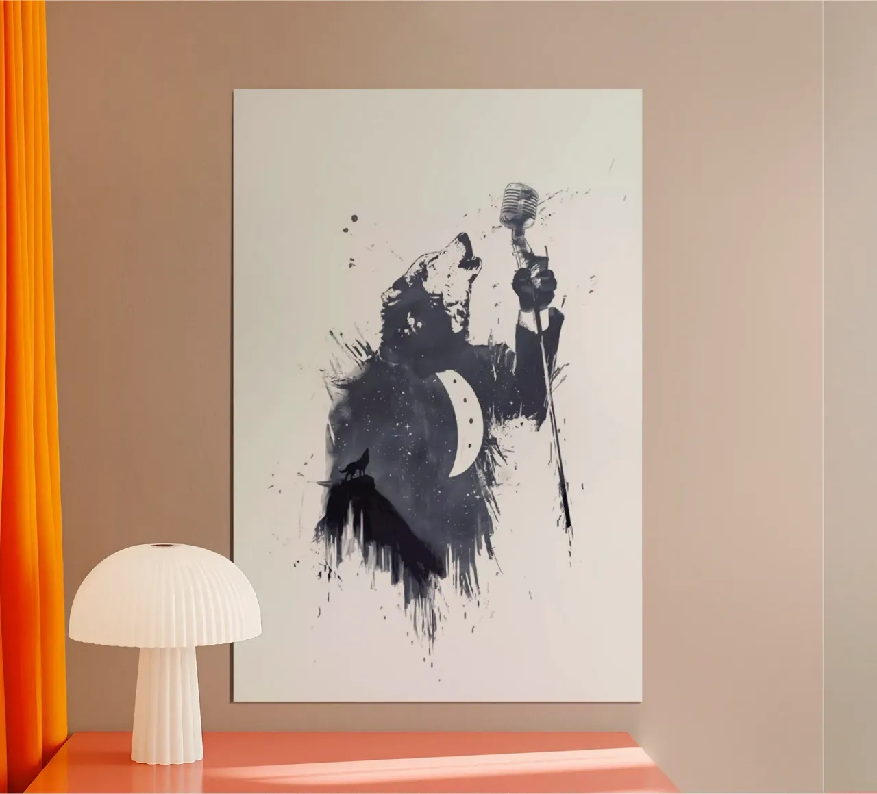 Wolf Song poster con telaio in legno da Balazs Solti