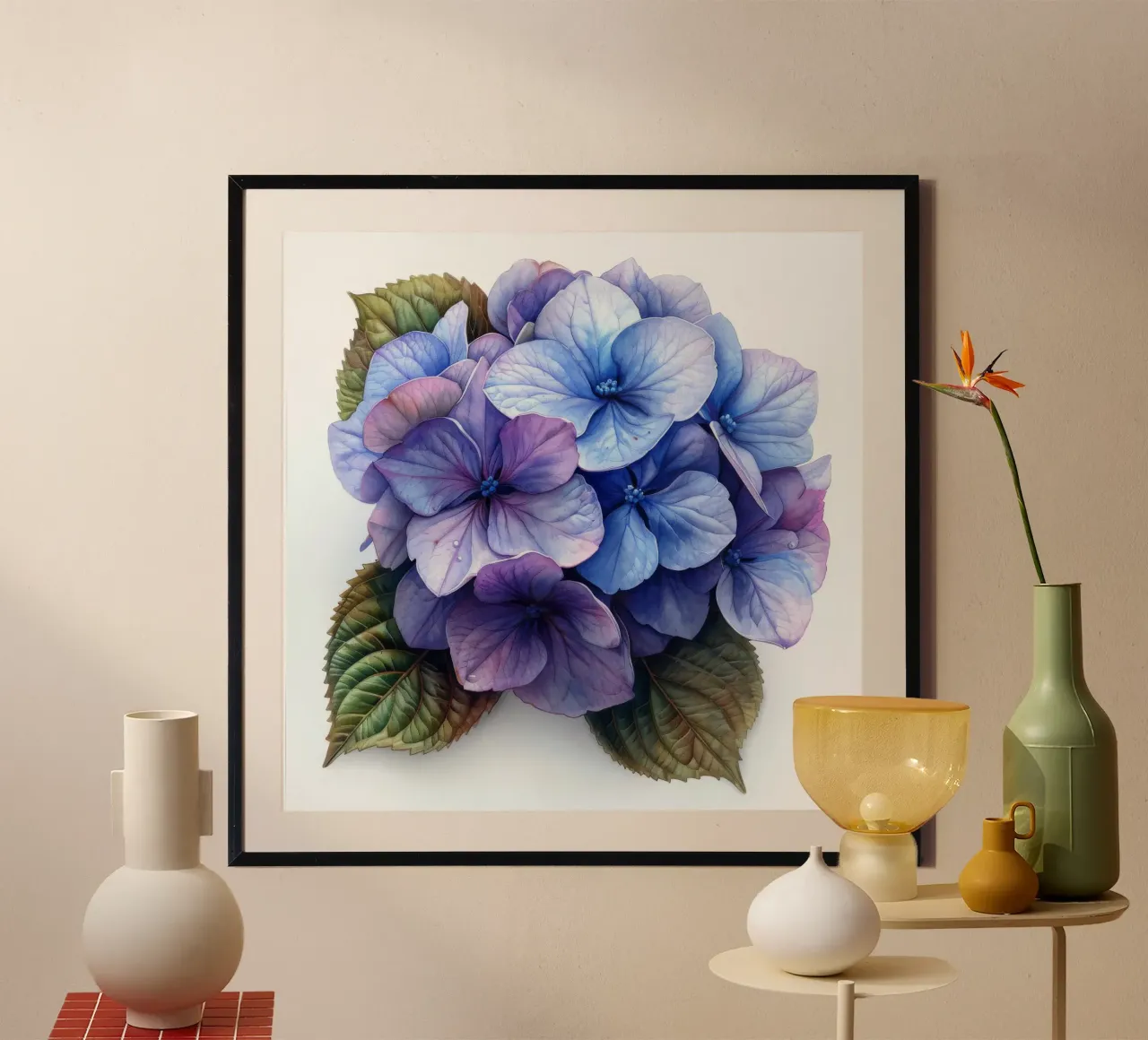 Fiore di ortensia 3 poster con telaio in alluminio da Bold Blooms