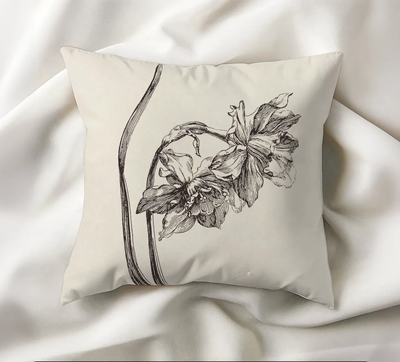 Daffodil Flower Sketch no. 2 cuscino da apoloprints