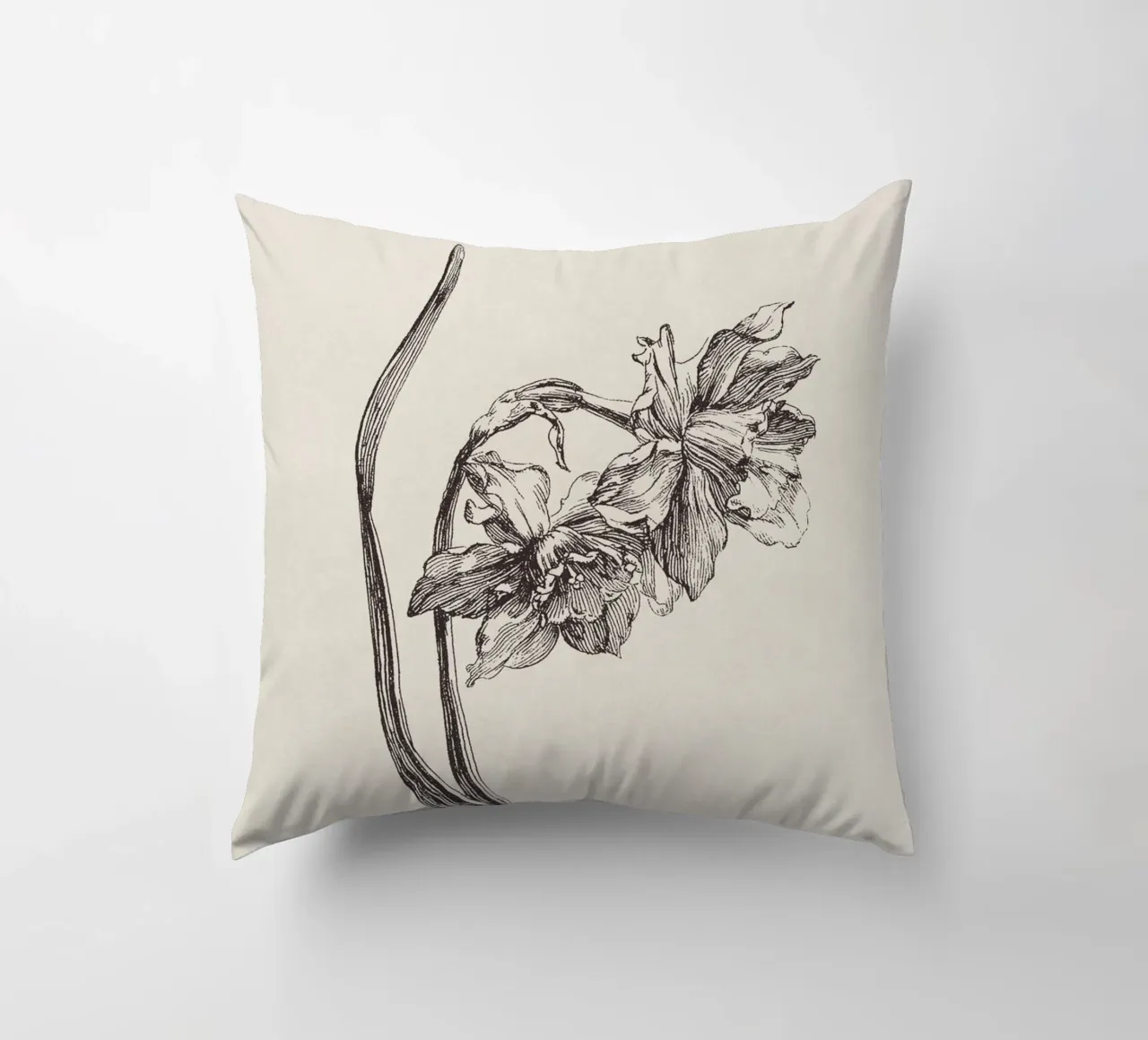 Daffodil Flower Sketch no. 2 cuscino da apoloprints