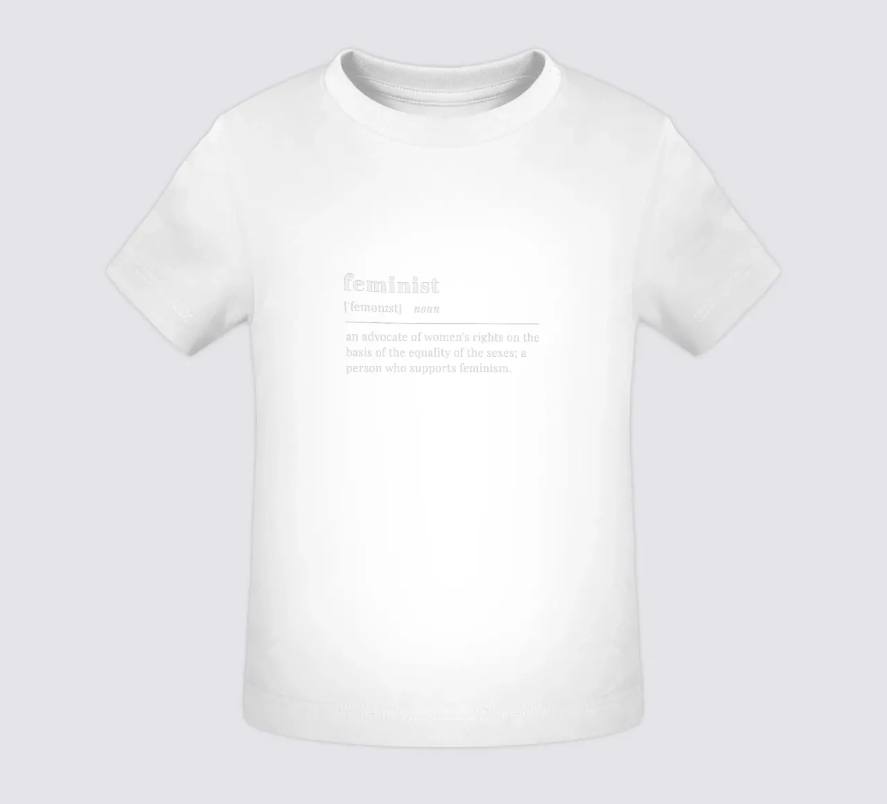 feminist (white text) baby t-shirt by pilotpegasus
