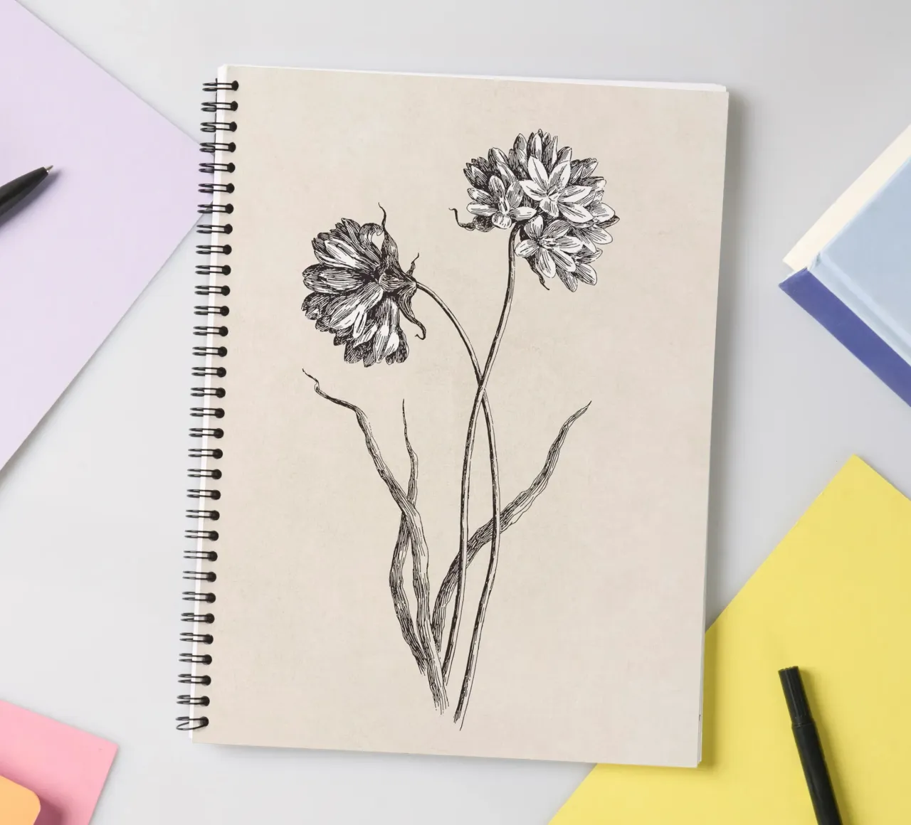 Cluster Lilies Sketch spiral notebook by apoloprints