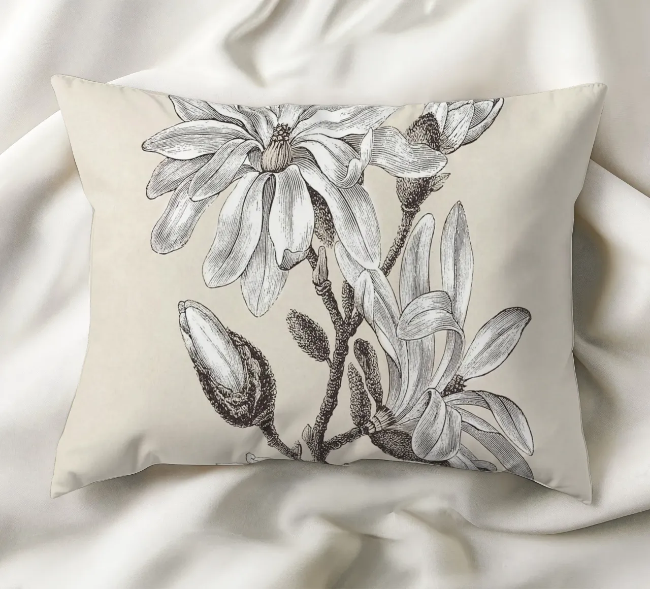 Magnolia Flower Sketch no. 2 cuscino da apoloprints
