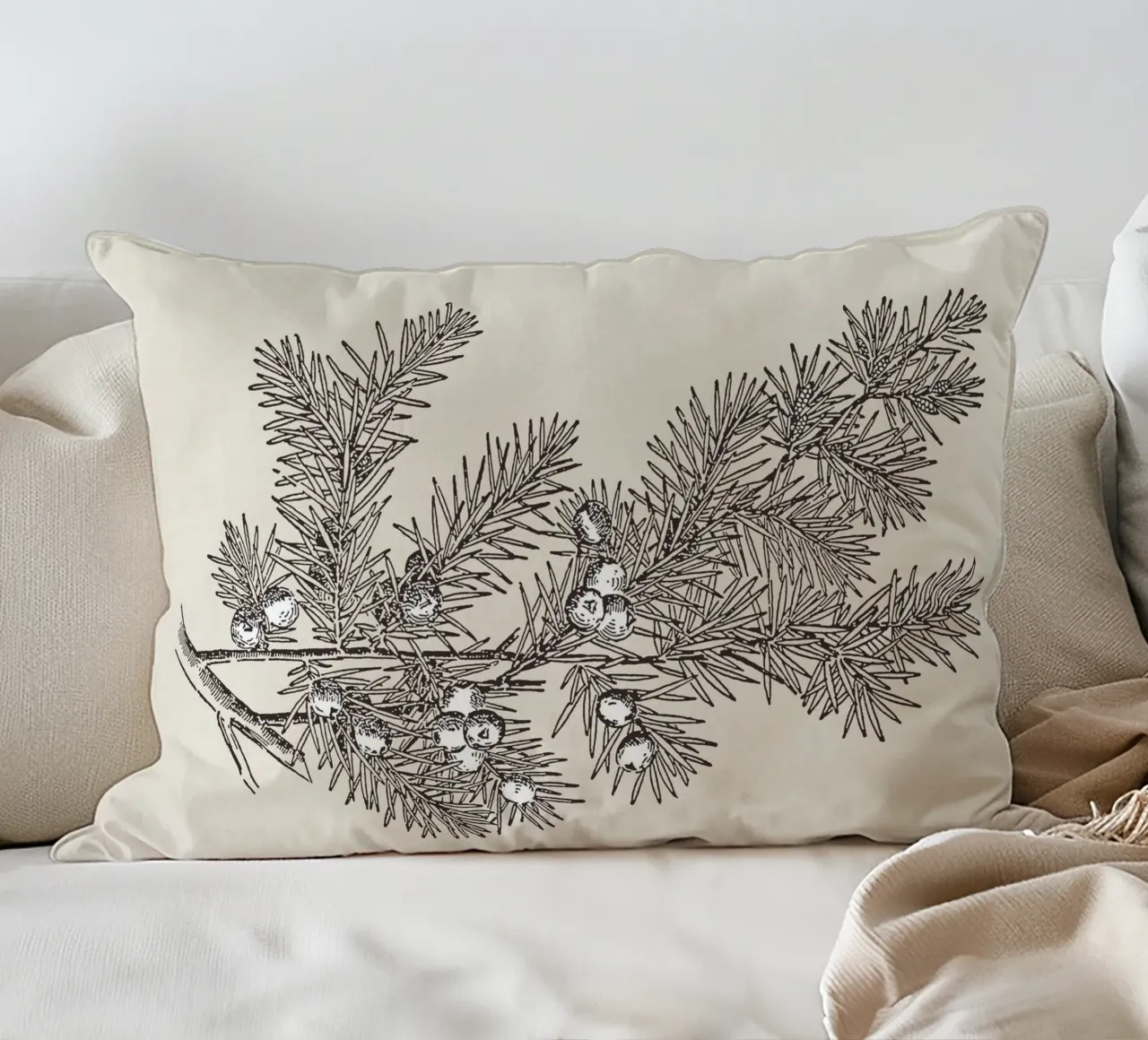 Juniper Branch Sketch no. 2 cuscino da apoloprints