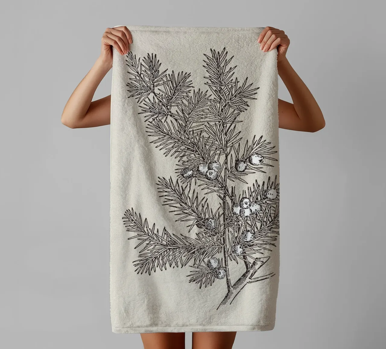 Juniper Branch Sketch no. 2 towel by apoloprints