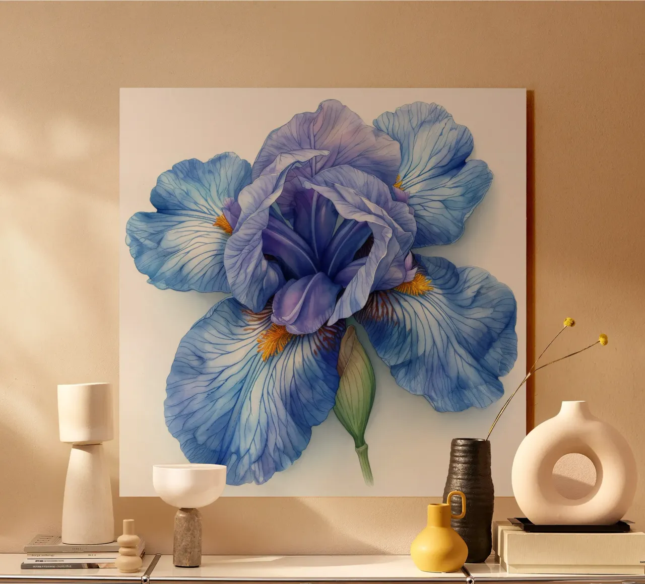 Fiore di iris 1 alluminio dibond da Bold Blooms