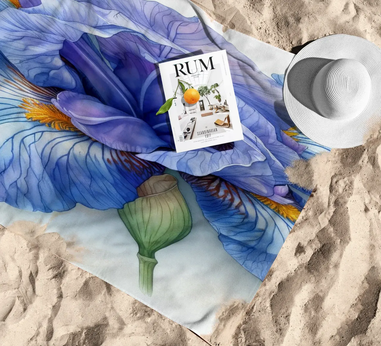 Fiore di iris 1 telo mare da Bold Blooms