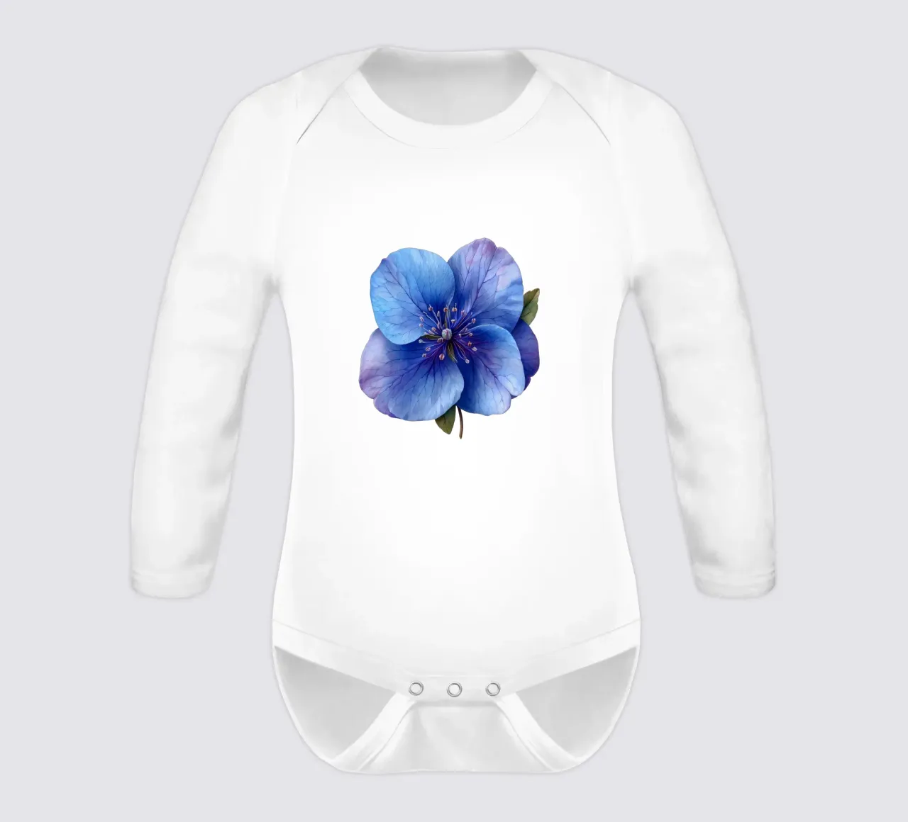 Jacobs Ladder Flower 4 long-sleeve baby romper by Bold Blooms