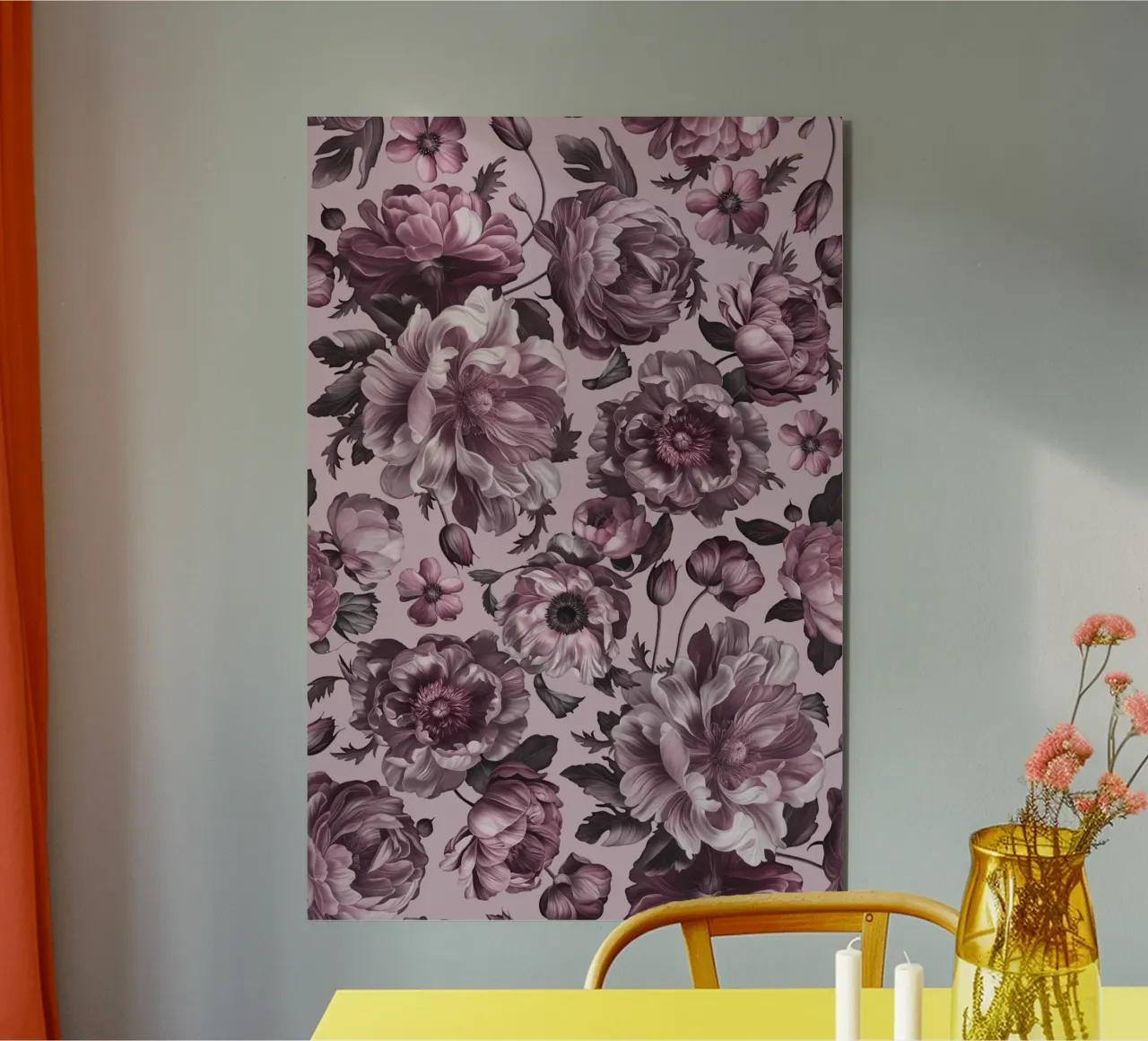 Dark Academia Opulento dramma floreale barocco alluminio dibond da Andrea Haase Floral Passion