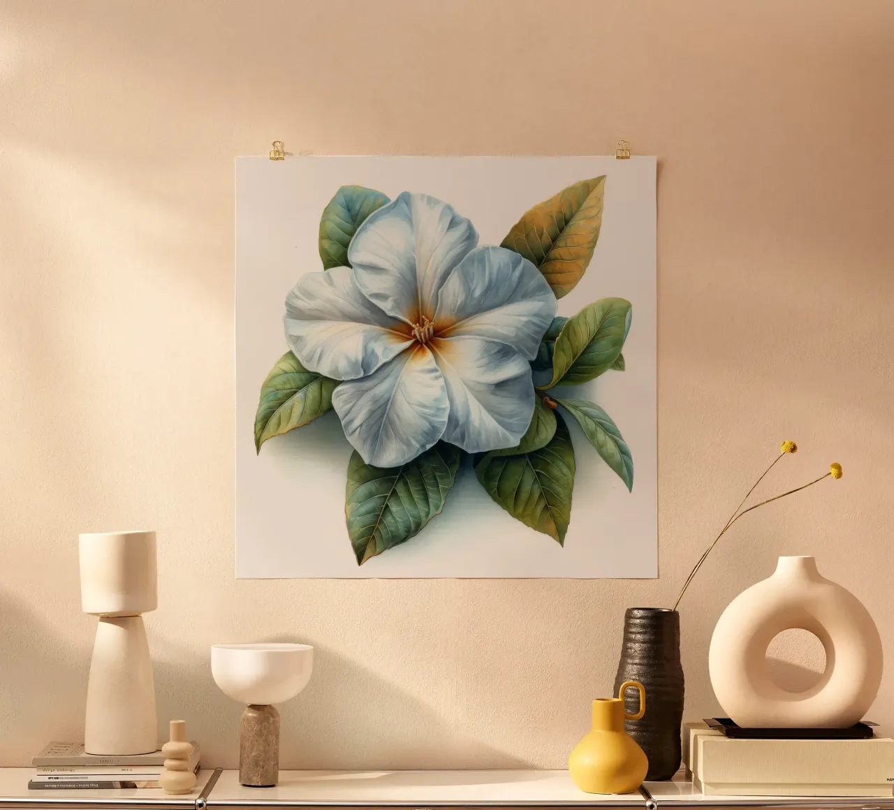 Fiore di gelsomino 4 poster con telaio in legno da Bold Blooms