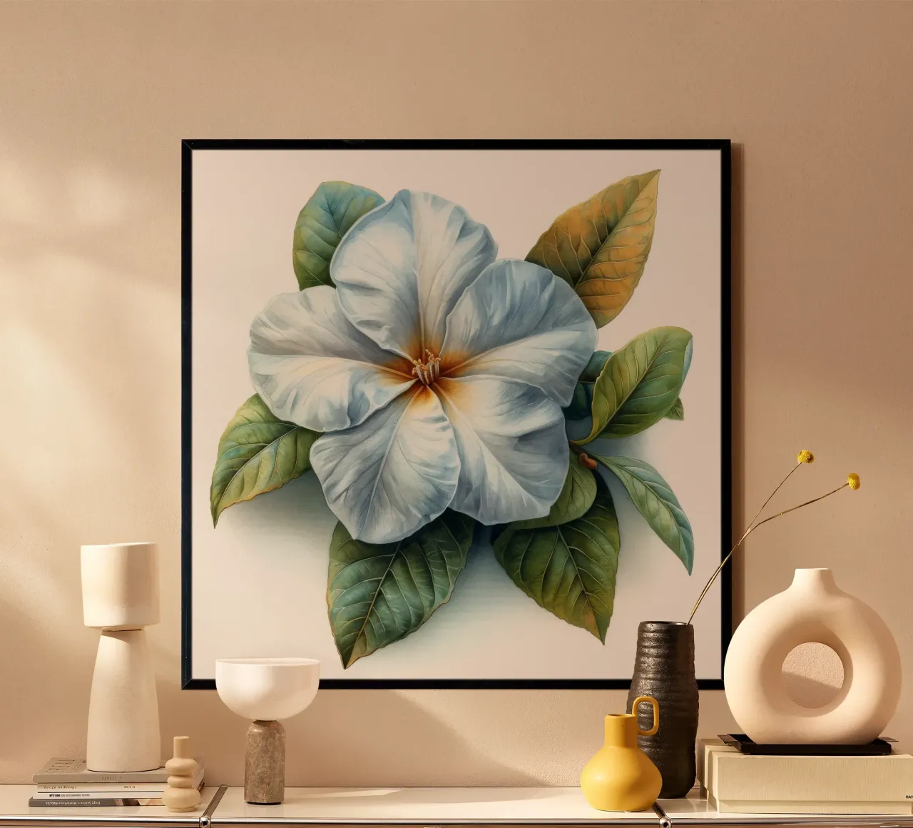 Fiore di gelsomino 4 poster con telaio in legno da Bold Blooms