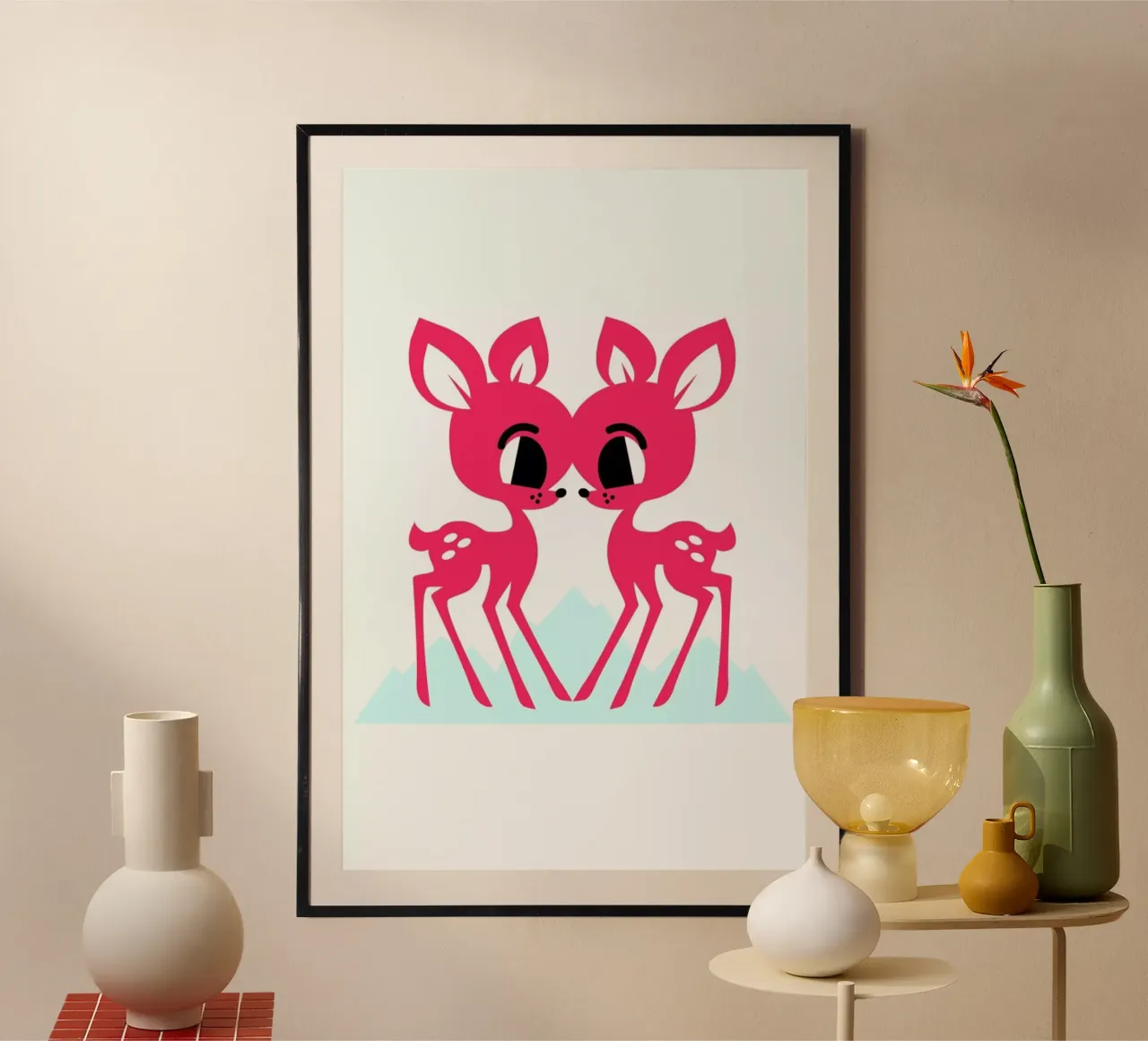 Siamese Fawn poster con telaio in legno da Chobopop