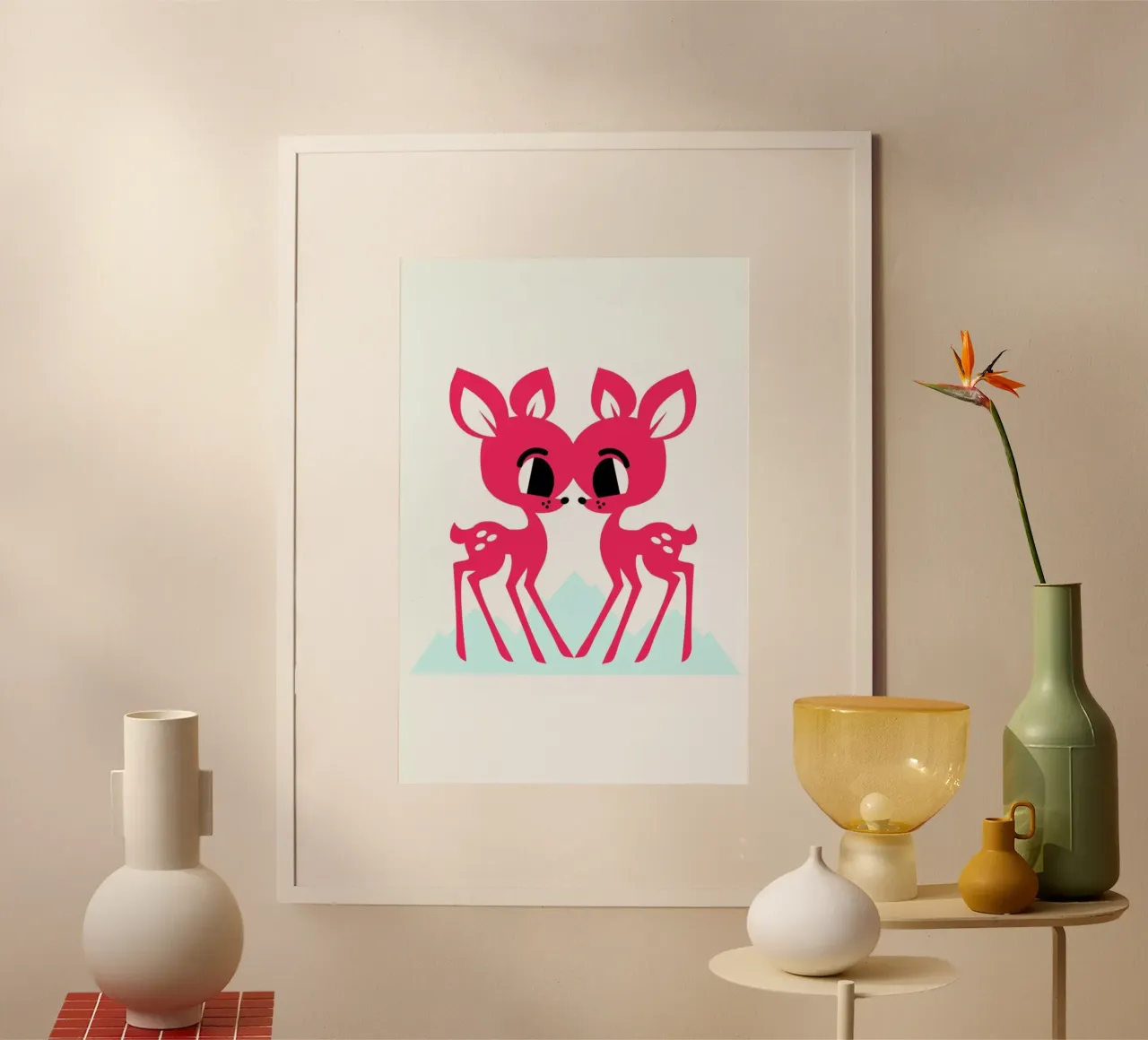 Siamese Fawn poster con telaio in legno da Chobopop