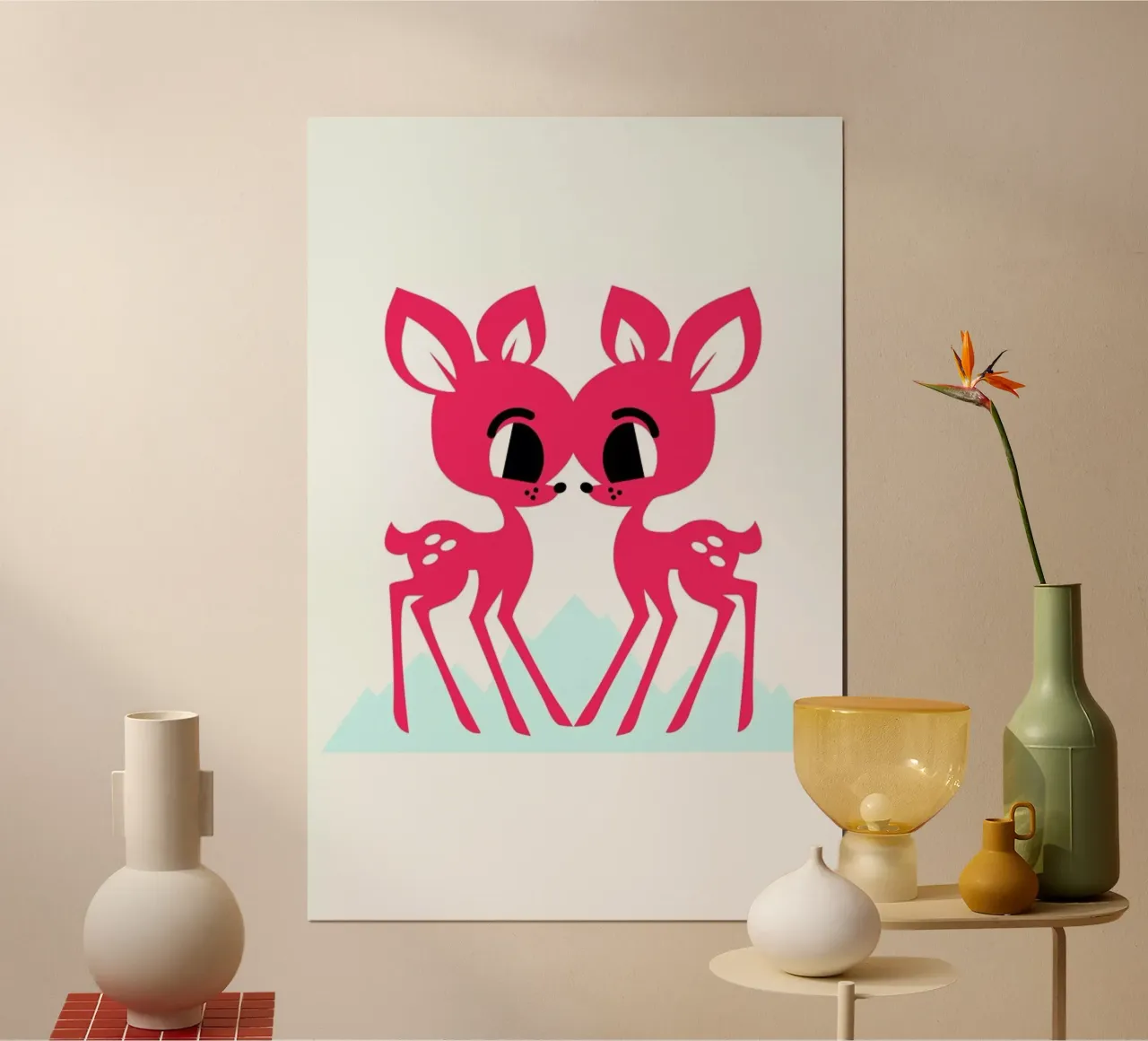 Siamese Fawn poster con telaio in legno da Chobopop