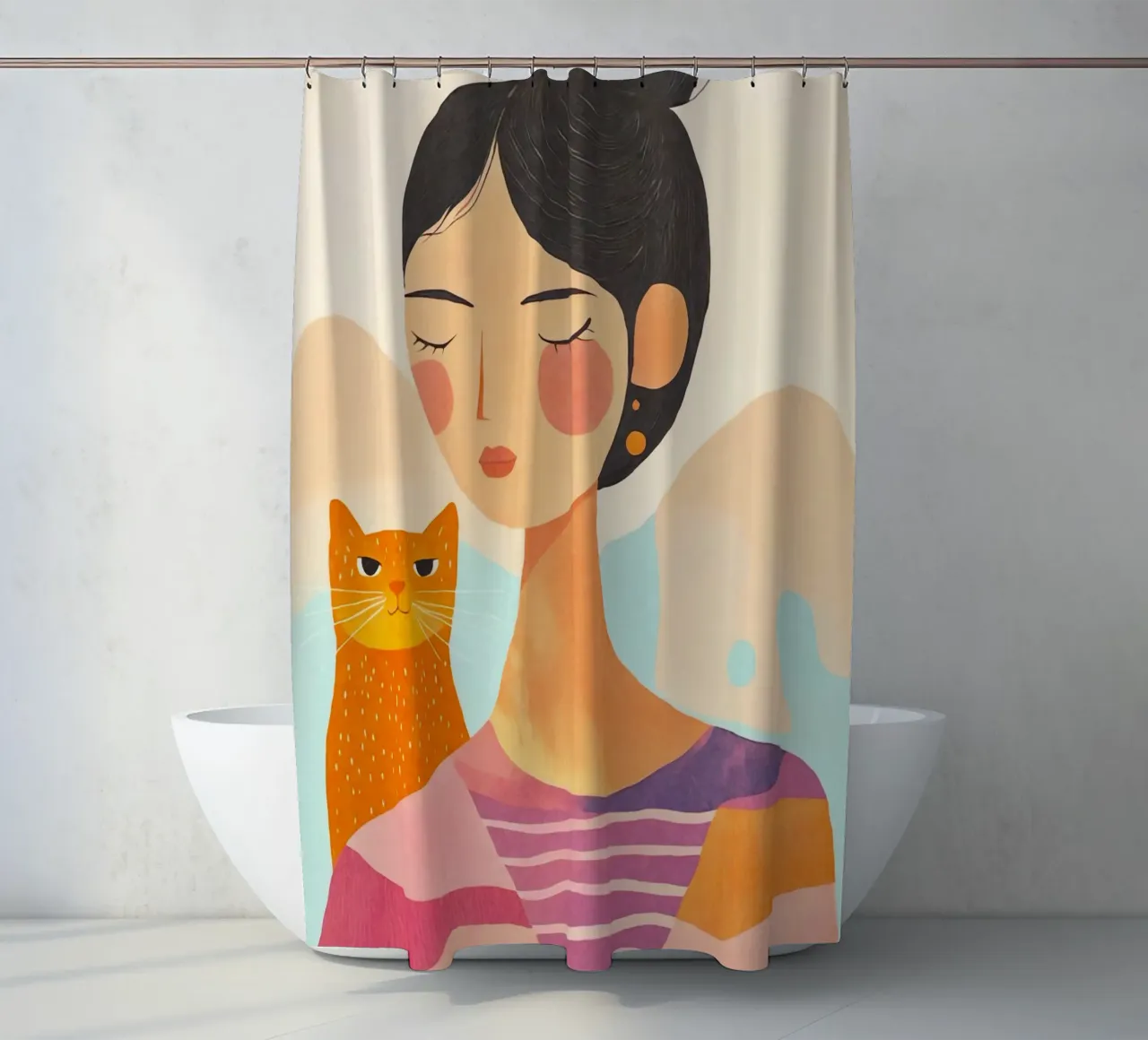 Tagliare la donna gatto tenda da doccia da Andrea Haase Modern Home