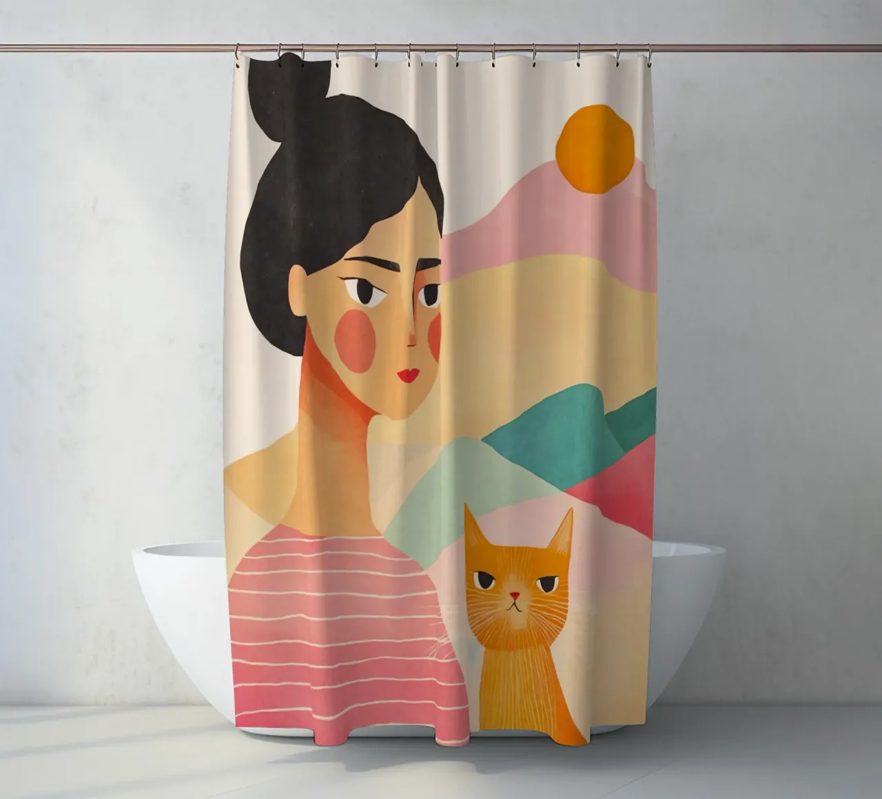 Accogliente signora dei gatti tenda da doccia da Andrea Haase Modern Home