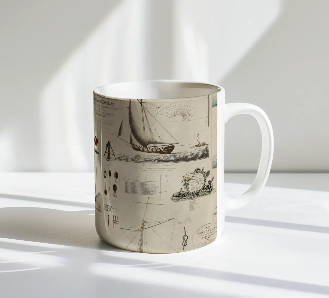 Collage vintage a tema nautico Discovery tazza in ceramica da Andrea Haase Vintage World