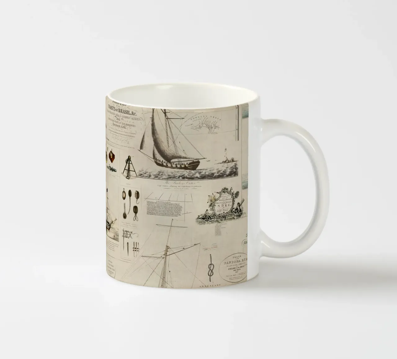 Collage vintage a tema nautico Discovery tazza in ceramica da Andrea Haase Vintage World