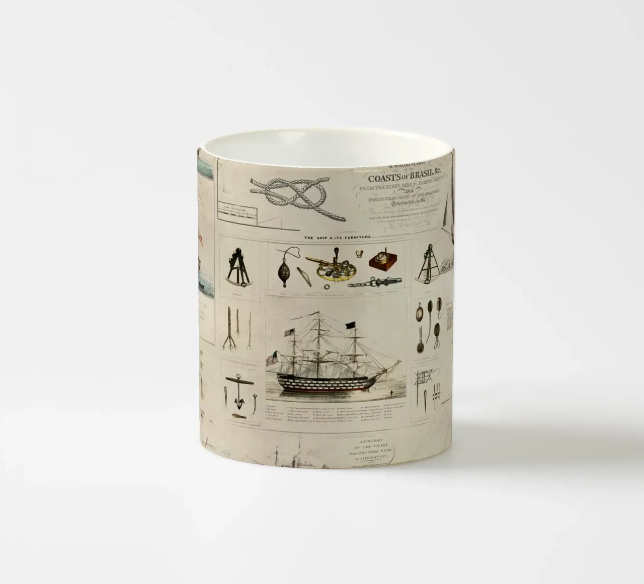Collage vintage a tema nautico Discovery tazza in ceramica da Andrea Haase Vintage World