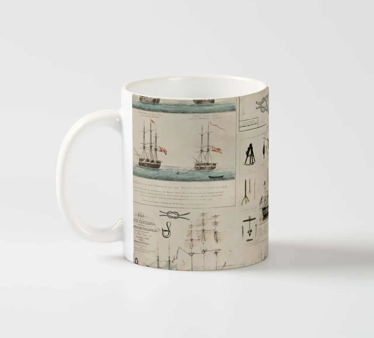 Collage vintage a tema nautico Discovery tazza in ceramica da Andrea Haase Vintage World