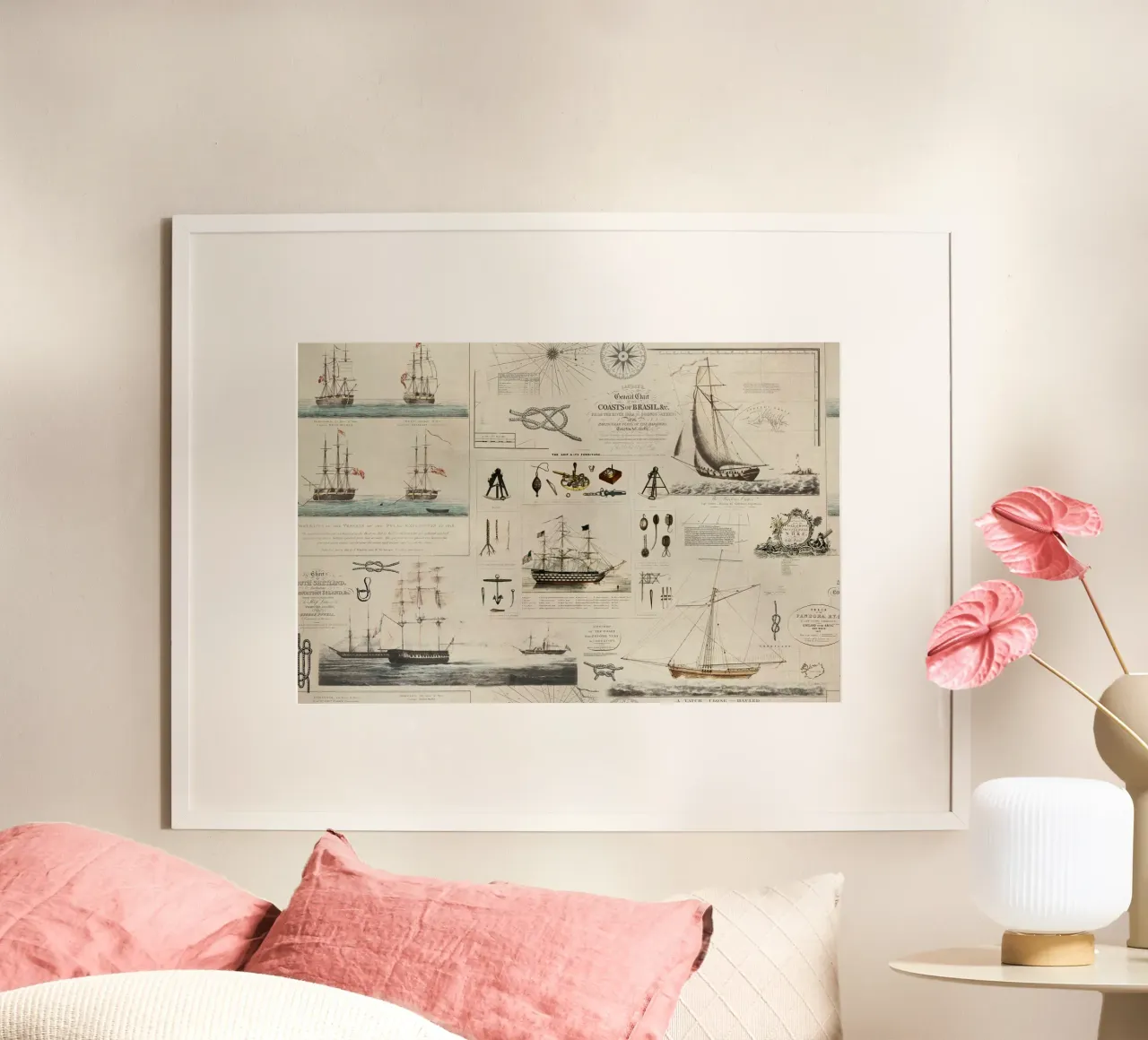 Collage vintage a tema nautico Discovery poster con telaio in alluminio da Andrea Haase Vintage World