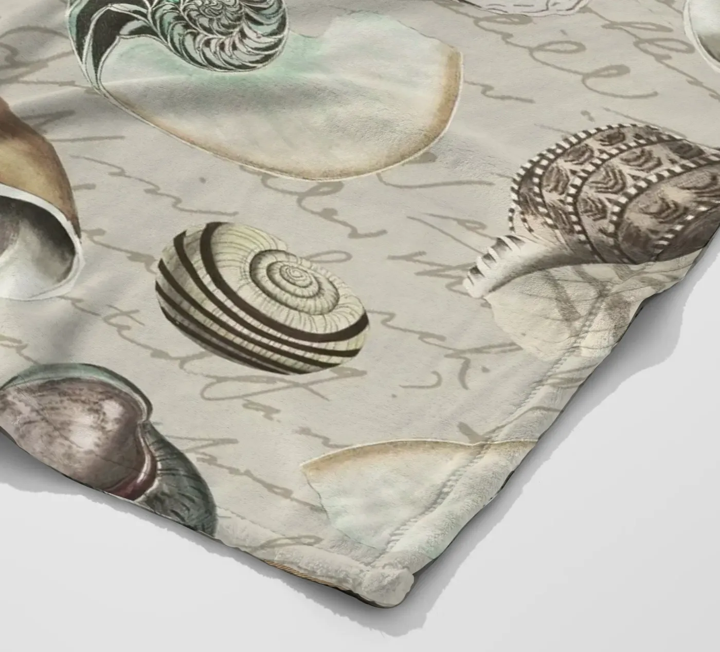 Nostalgische Muscheln Beige Fleecedecke von Andrea Haase Vintage World