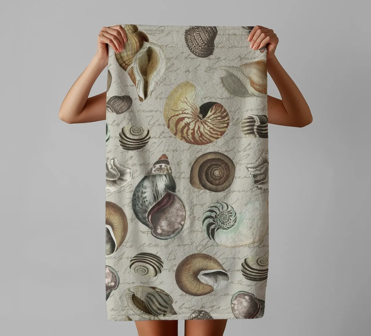 Nostalgic Seashells Beige towel by Andrea Haase Vintage World