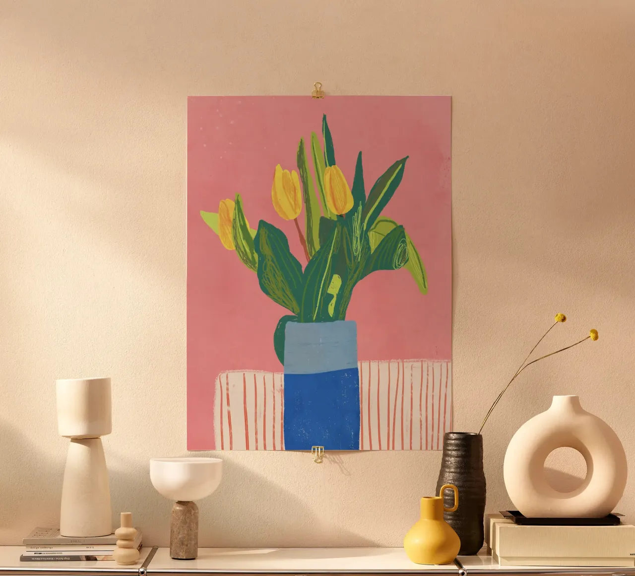 Tulips poster con telaio in legno da GigiRosado