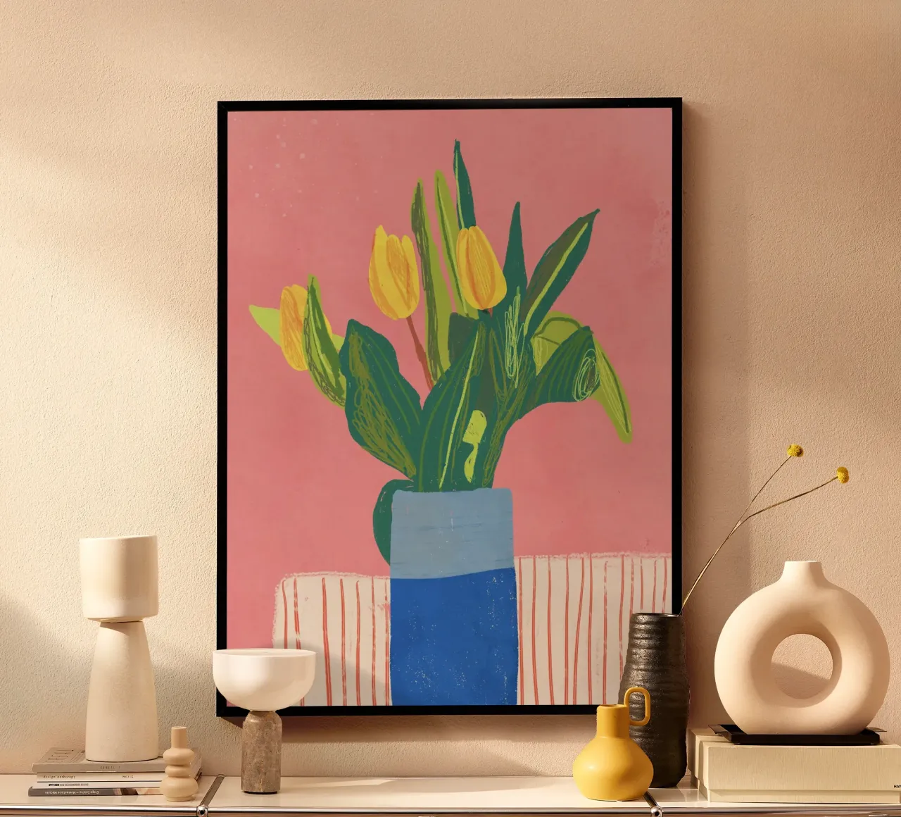 Tulips poster con telaio in legno da GigiRosado