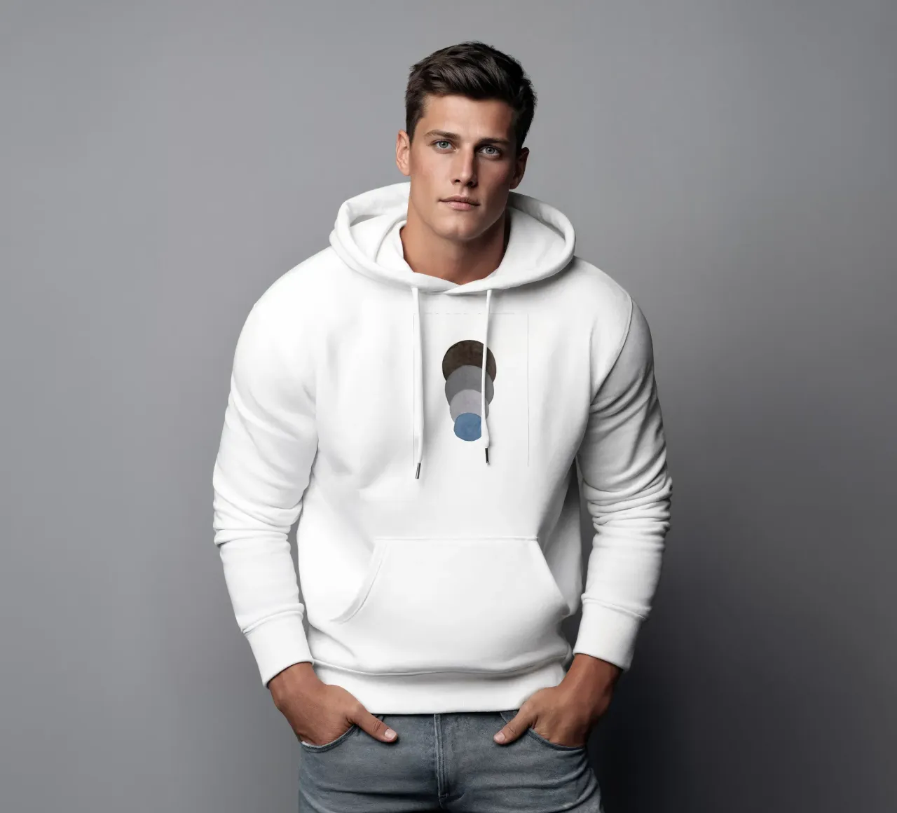 Blu Celeste 03 felpa con cappuccio da WijdevenPrints