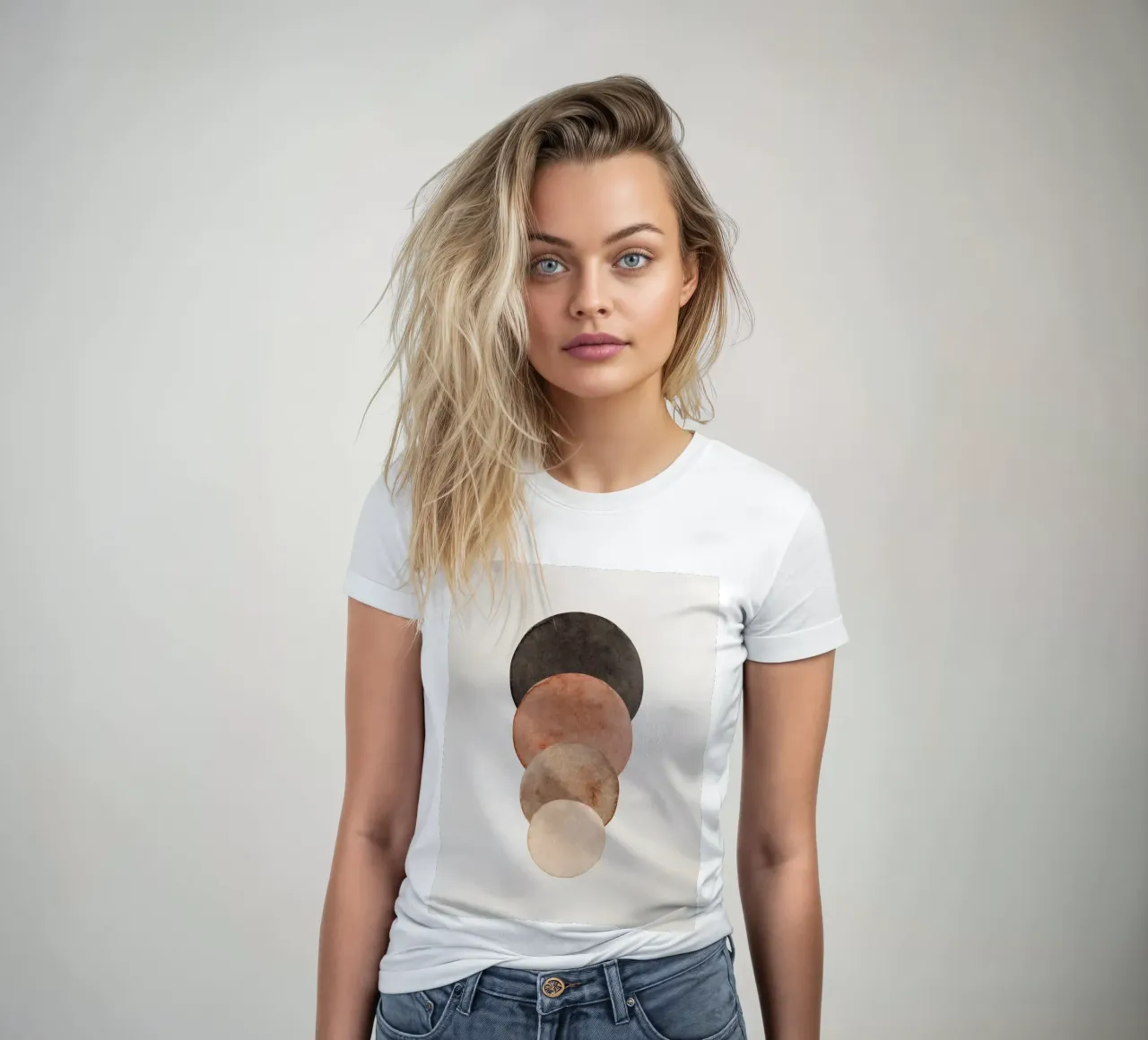 Celestial Beige 03 women's fitted t-shirt by WijdevenPrints