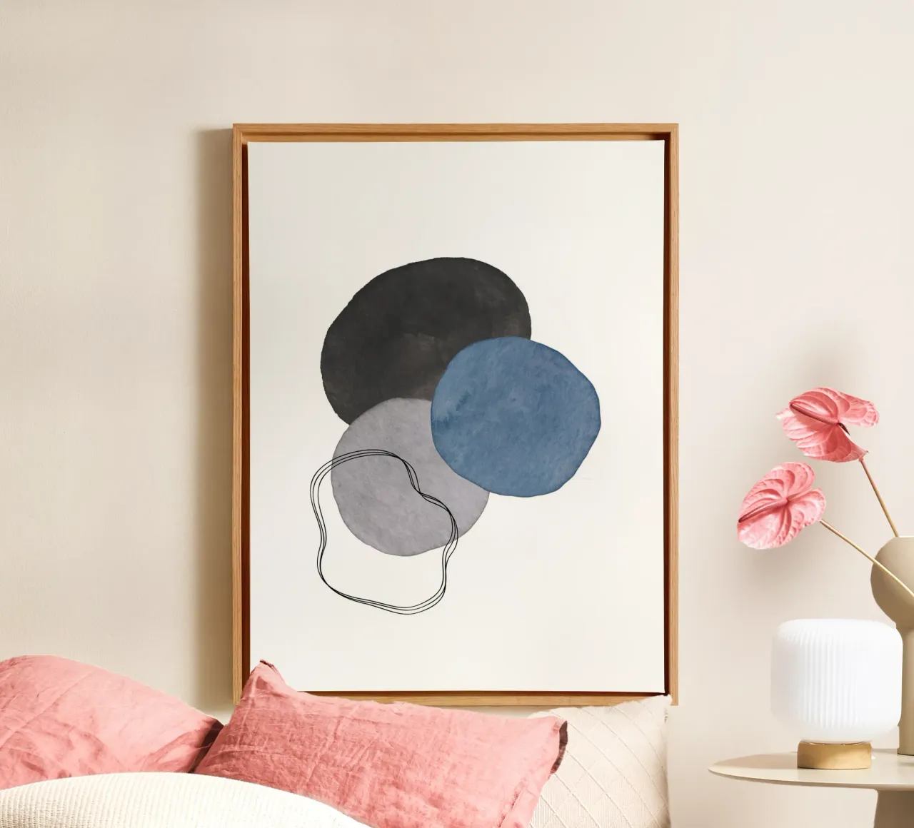 Hemels Grijs 01 canvas met Baklijst van WijdevenPrints
