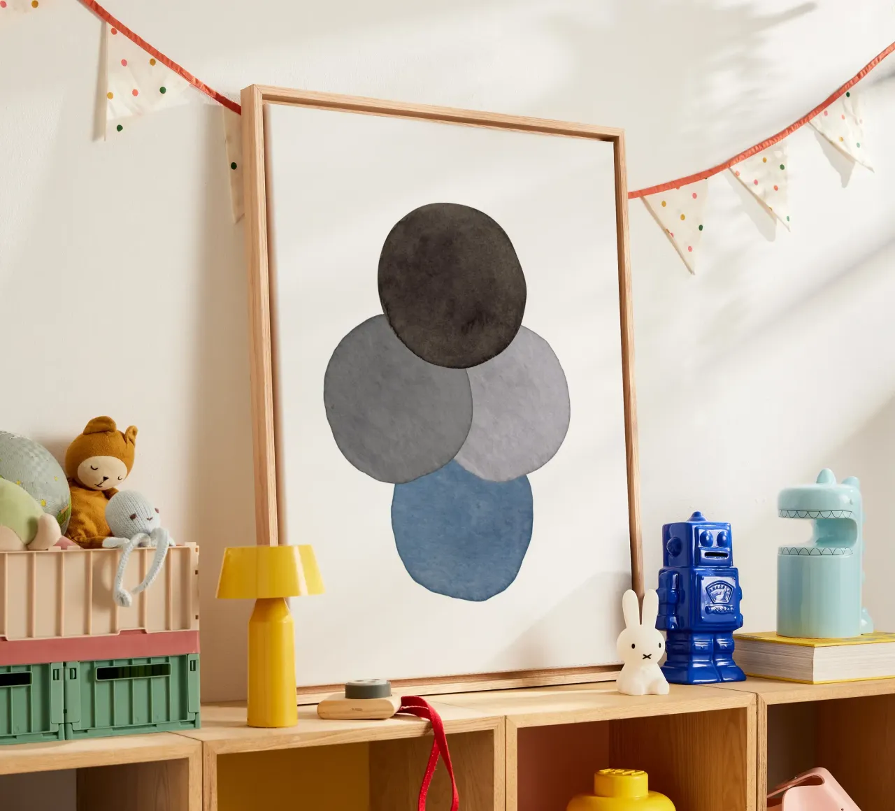 Hemels Grijs 05 canvas met Baklijst van WijdevenPrints