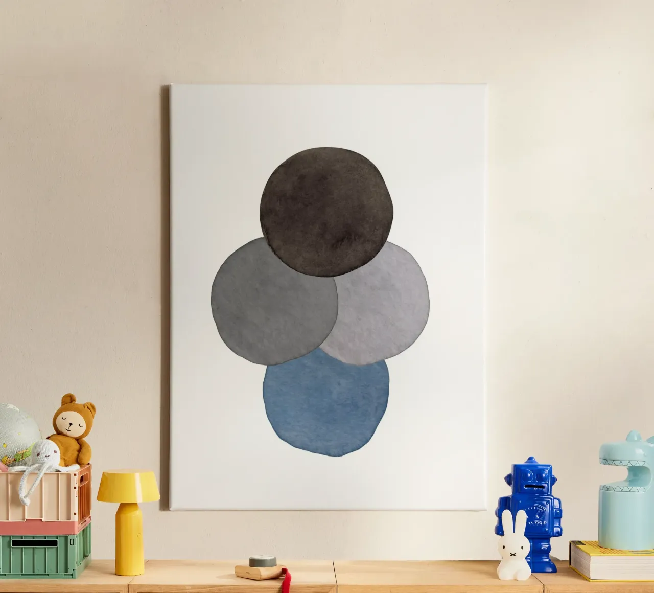 Hemels Grijs 05 canvas met Baklijst van WijdevenPrints