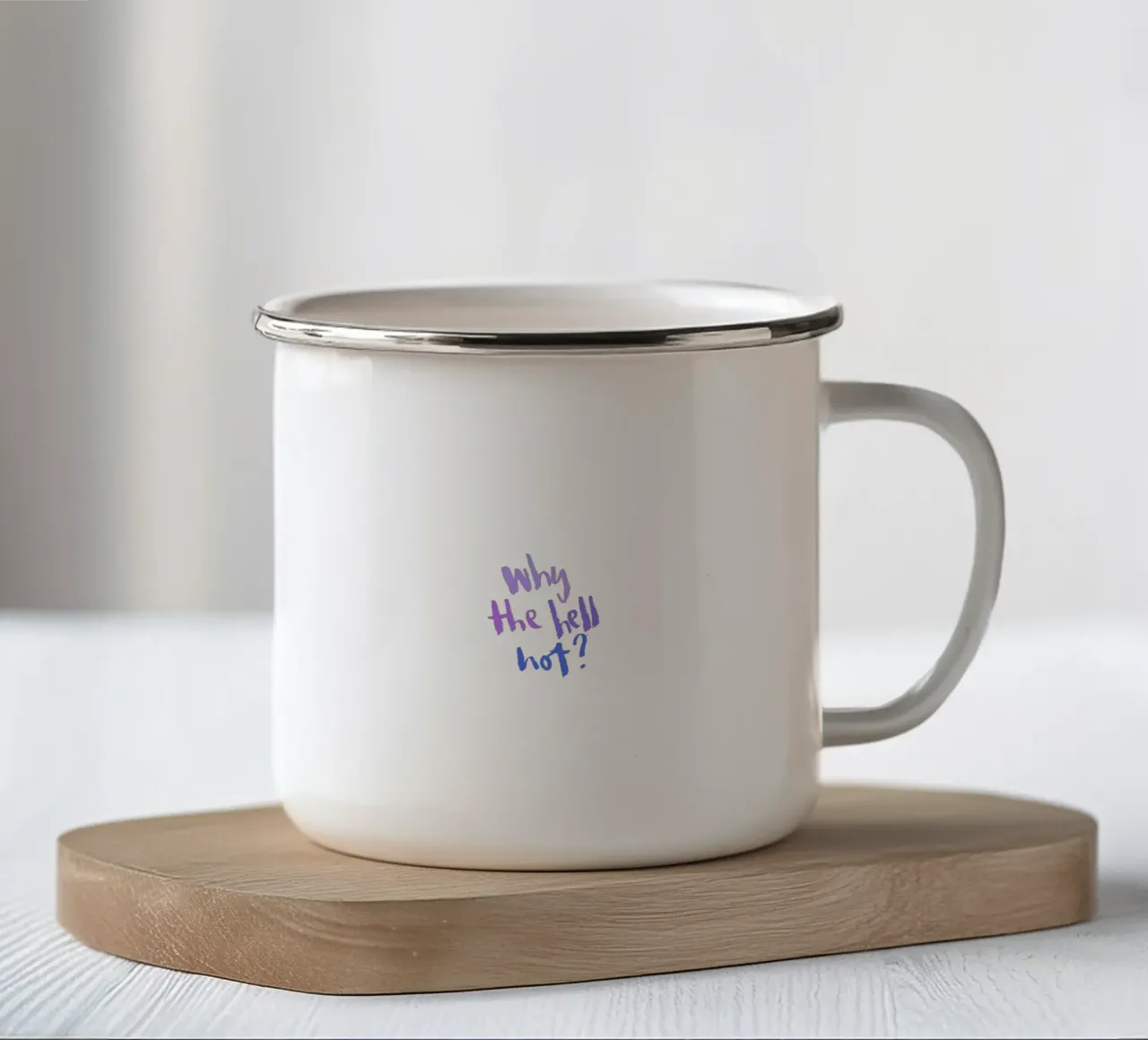 Why not? emaille mok van Brushmeetspaper