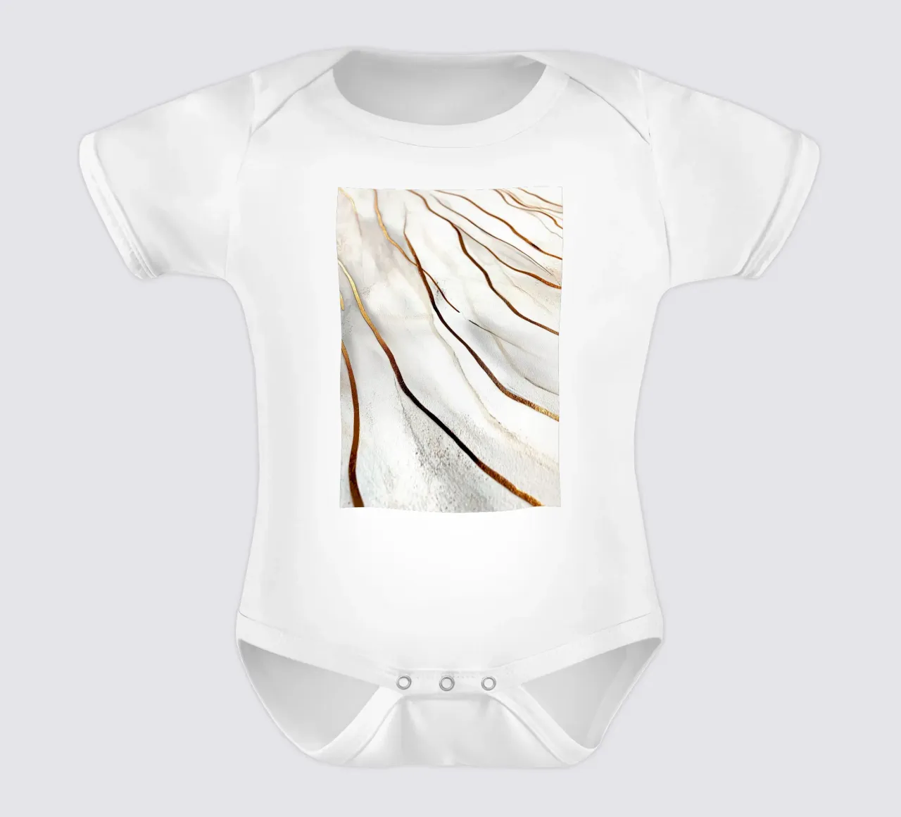 Linee dorate fiume bianco body neonato maniche corte da Justyna Jaszke JBJart